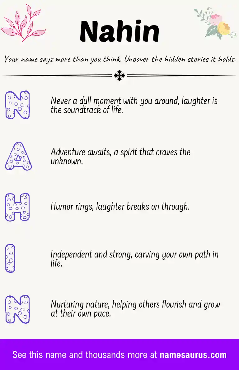 Acrostic poem about Nahin.