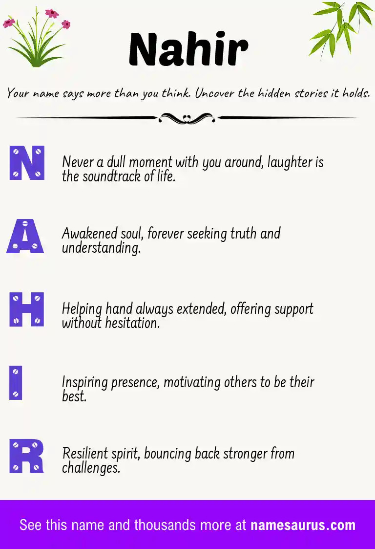 Acrostic poem about Nahir.