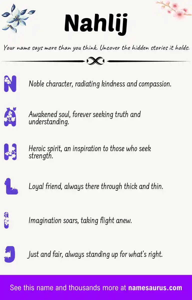 Acrostic poem about Nahlij.
