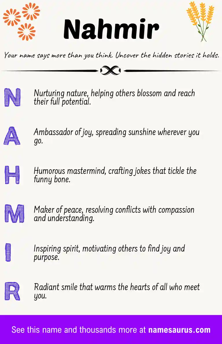 Acrostic poem about Nahmir.