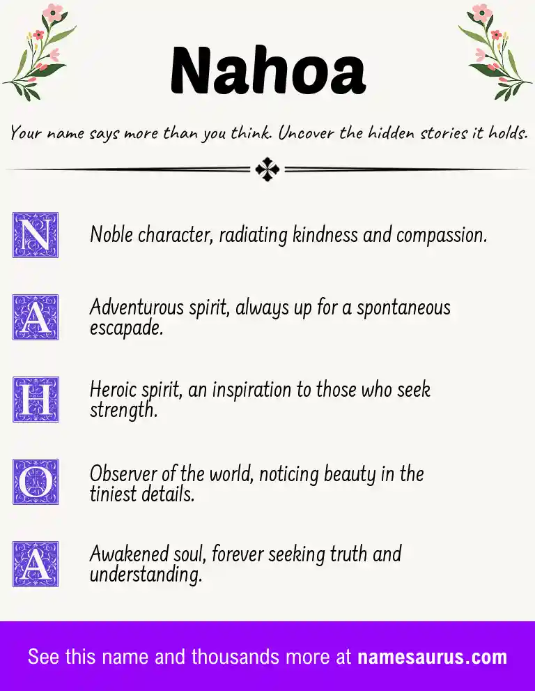 Acrostic poem about Nahoa.