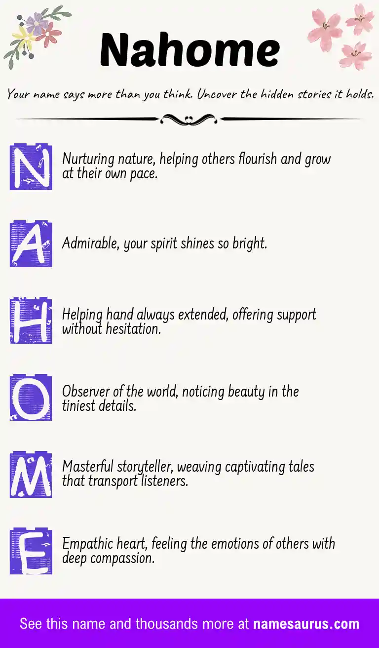 Acrostic poem about Nahome.