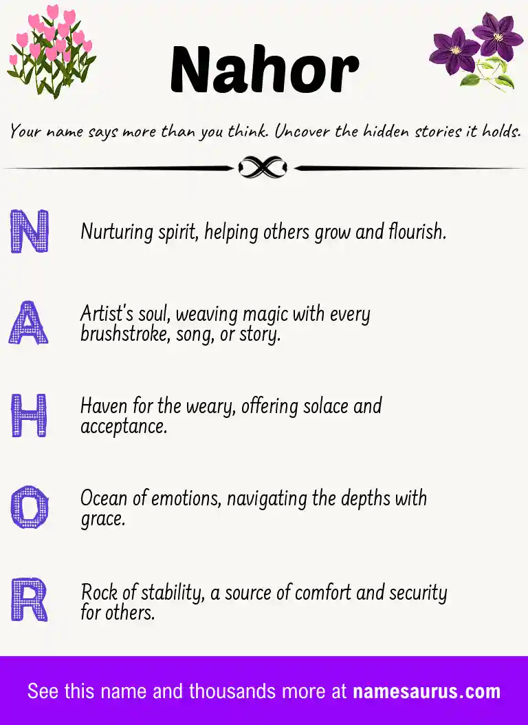 Acrostic poem about Nahor.