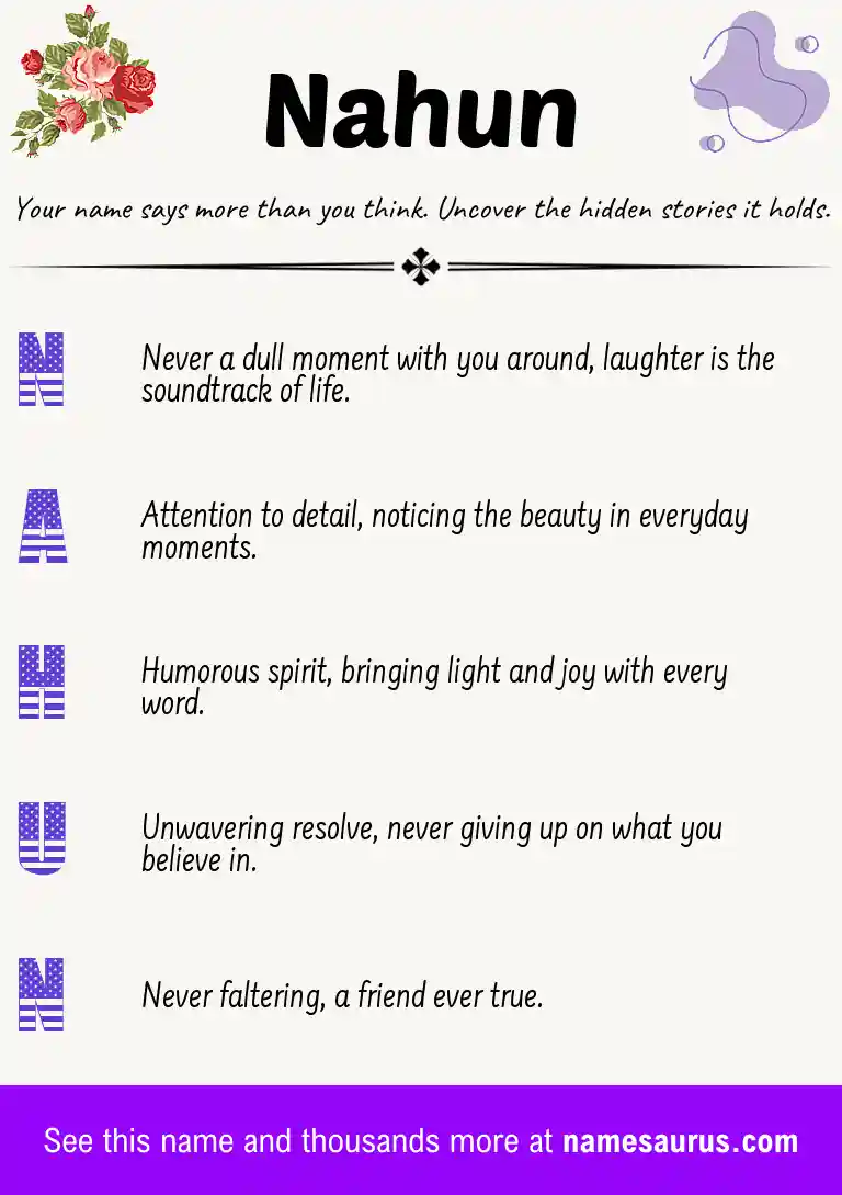 Acrostic poem about Nahun.
