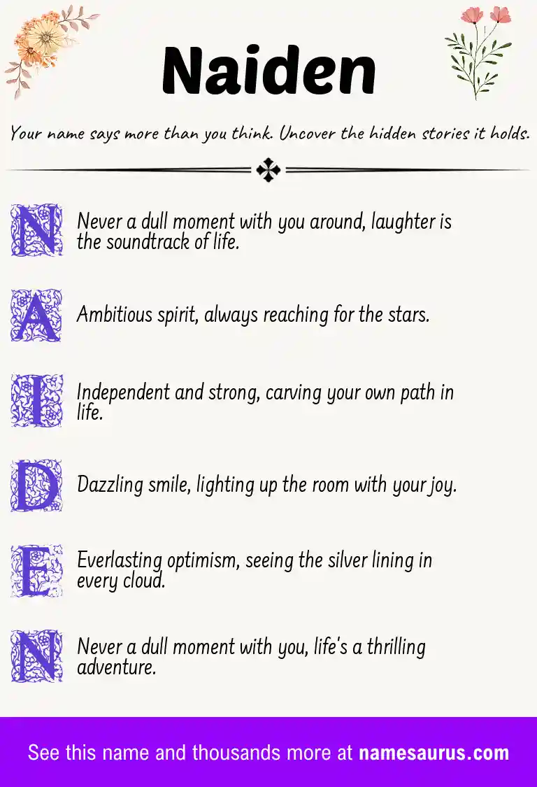 Acrostic poem about Naiden.