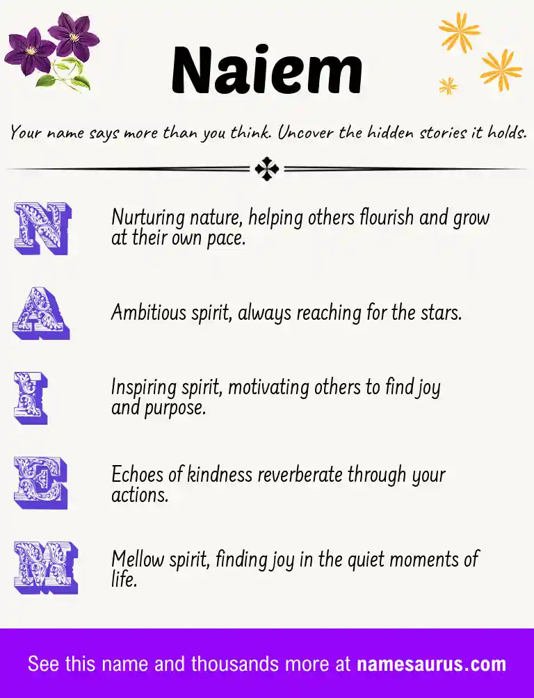 Acrostic poem about Naiem.