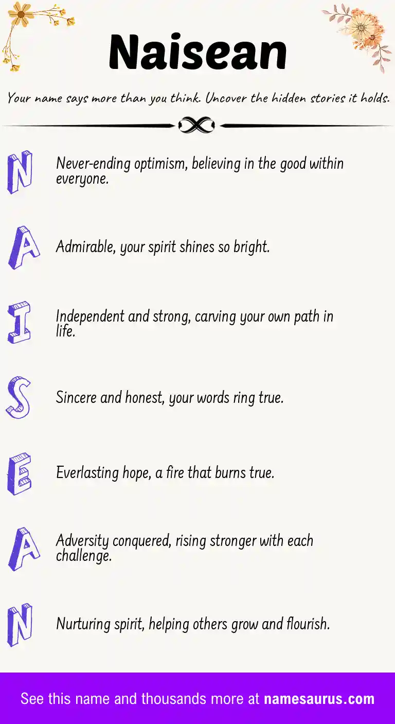 Acrostic poem about Naisean.