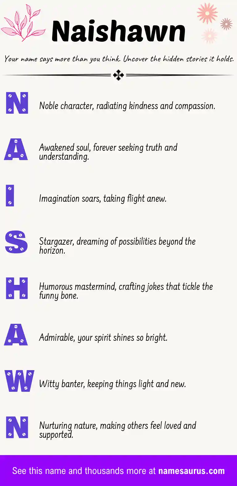 Acrostic poem about Naishawn.