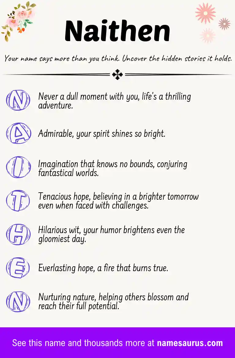 Acrostic poem about Naithen.