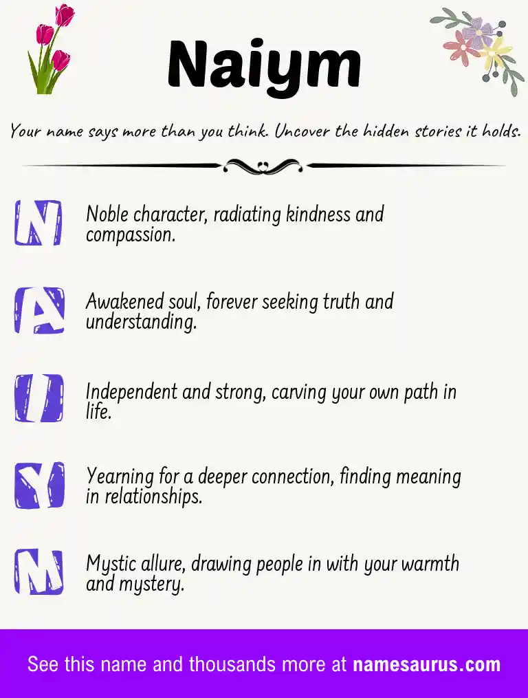 Acrostic poem about Naiym.