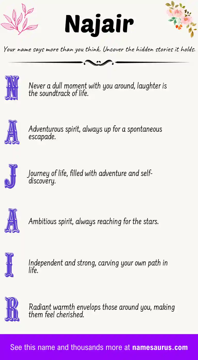 Acrostic poem about Najair.