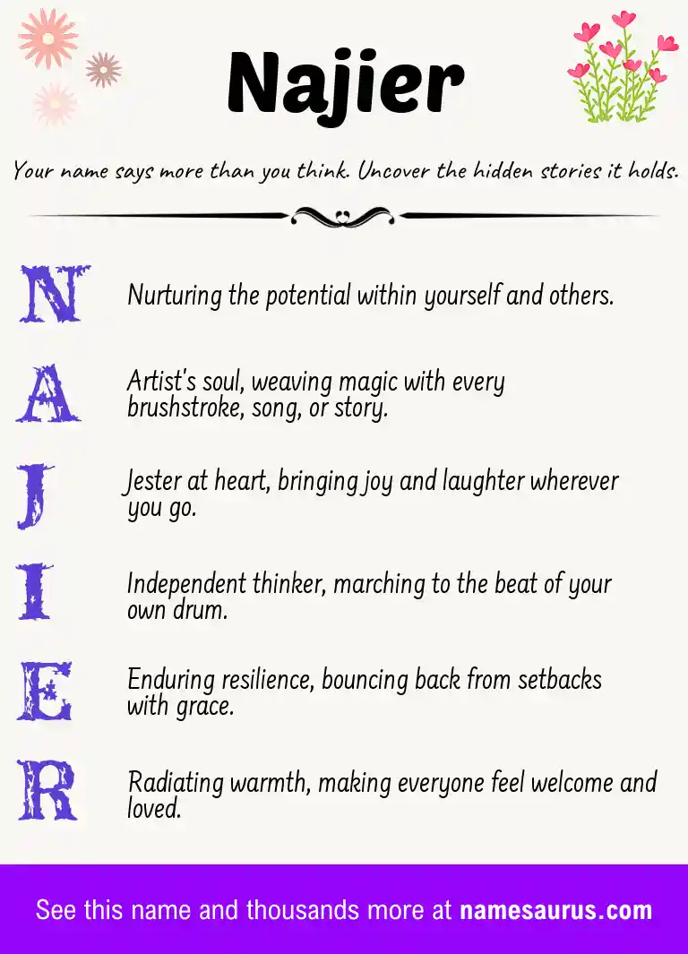 Acrostic poem about Najier.