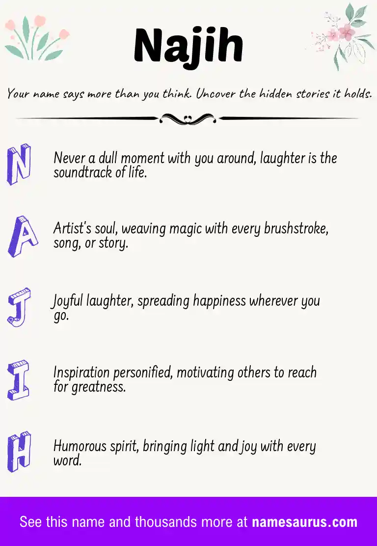Acrostic poem about Najih.