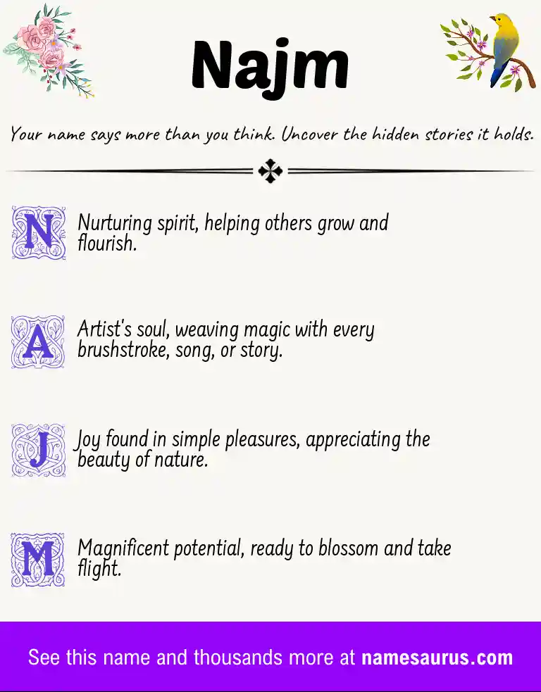 Acrostic poem about Najm.