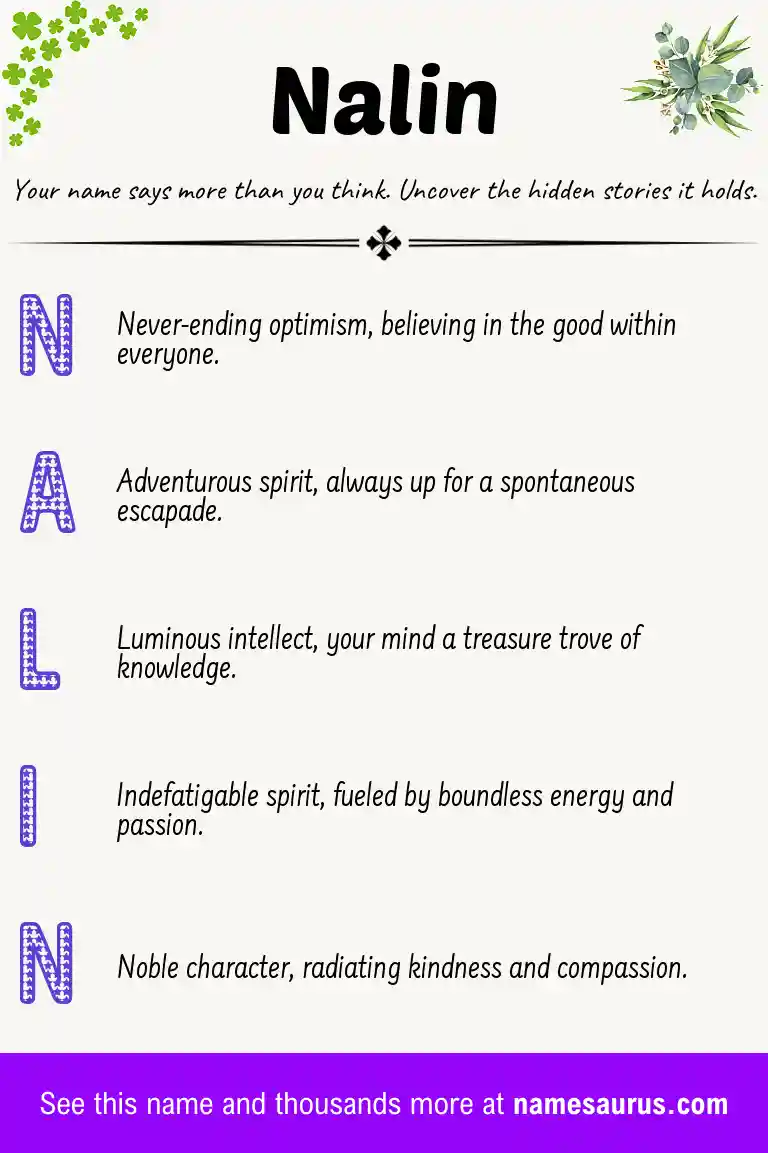 Acrostic poem about Nalin.
