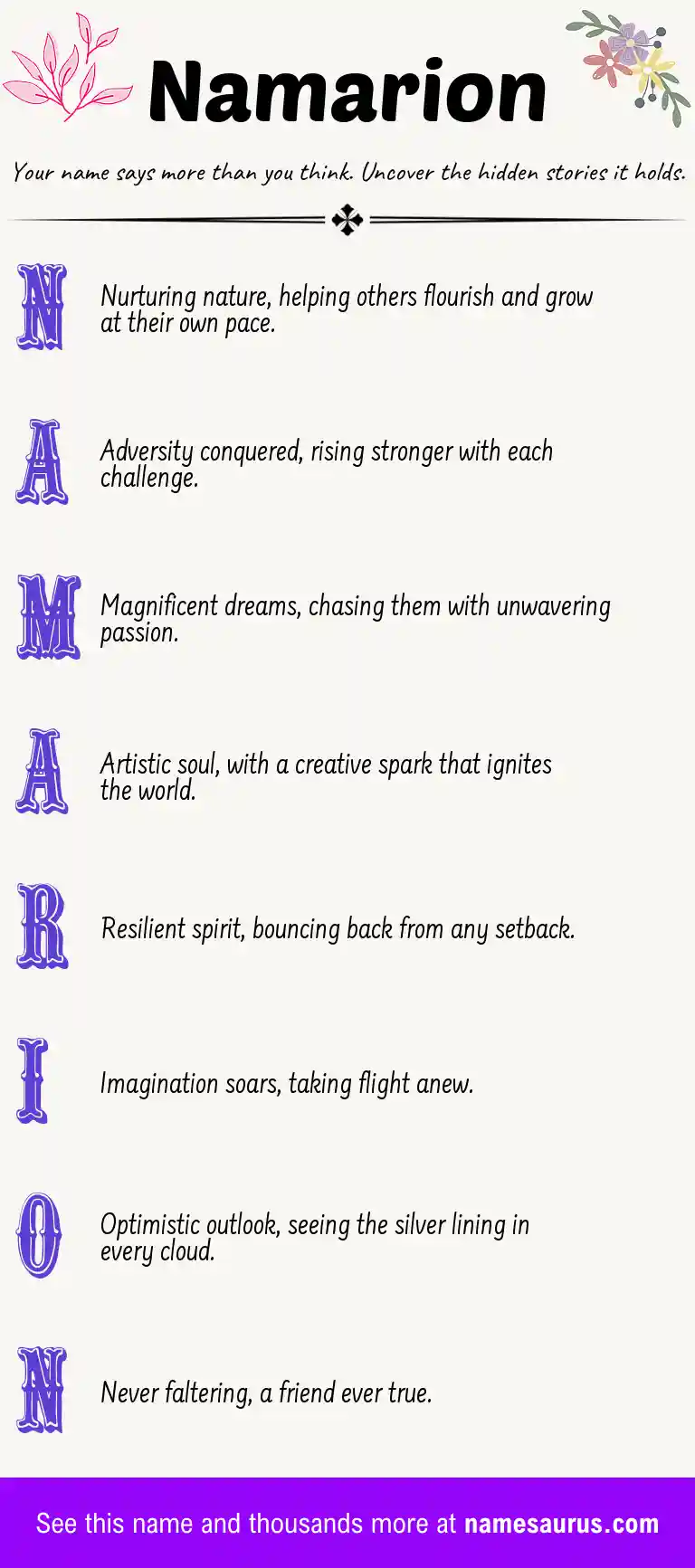Acrostic poem about Namarion.