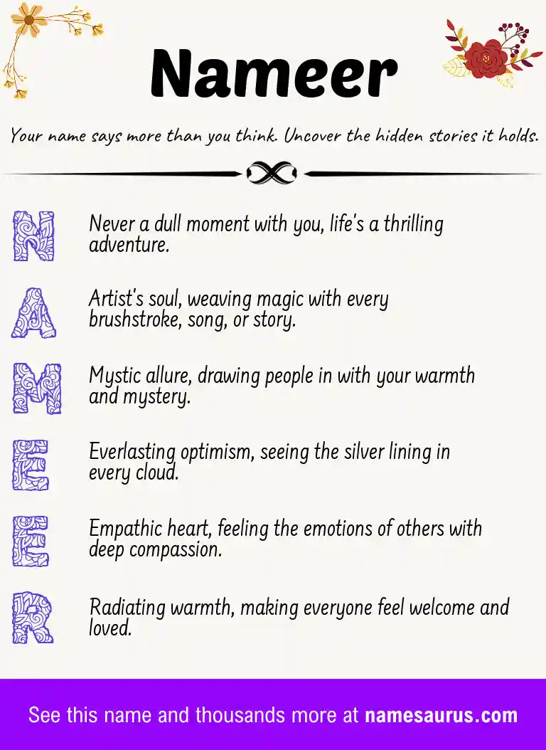 Acrostic poem about Nameer.