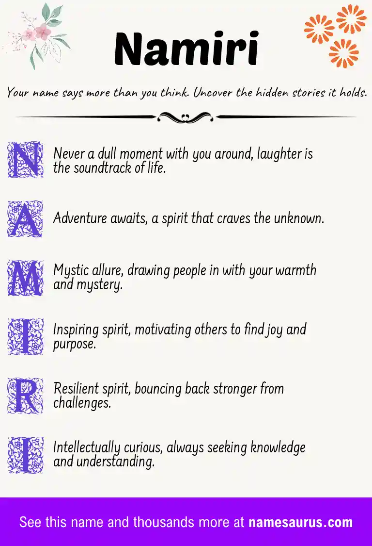 Acrostic poem about Namiri.