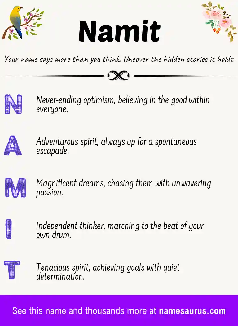 Acrostic poem about Namit.