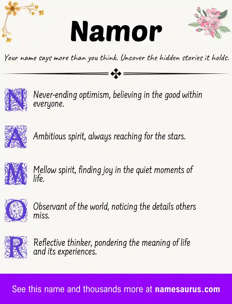 Acrostic poem about Namor.