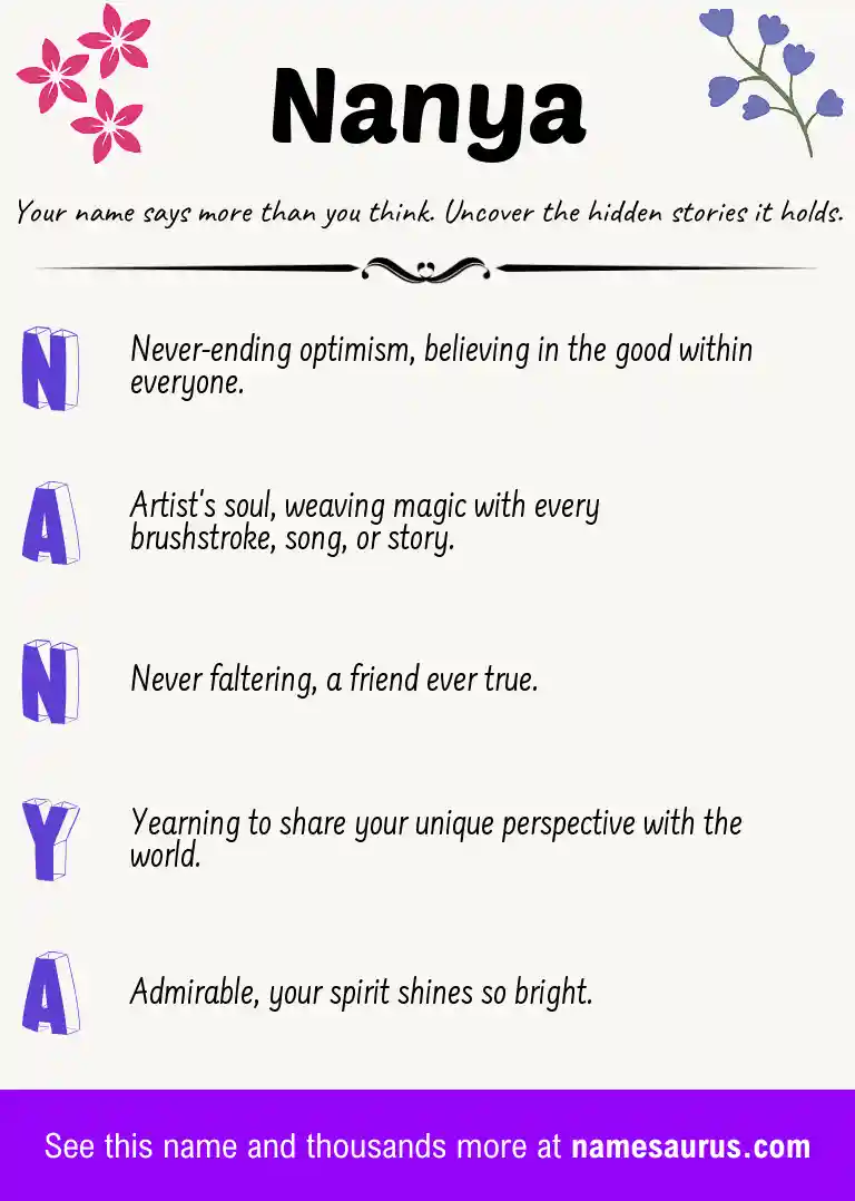 Acrostic poem about Nanya.