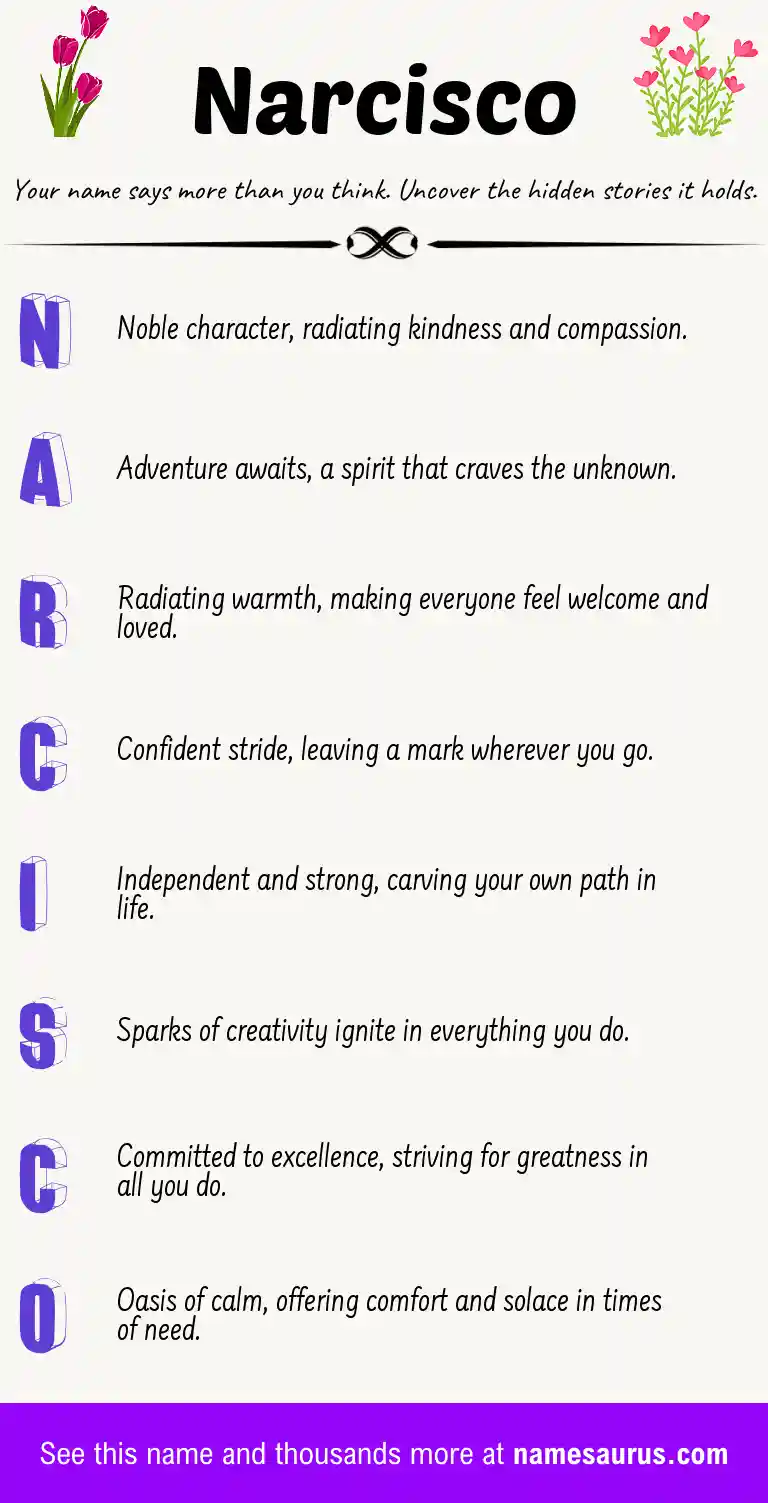 Acrostic poem about Narcisco.