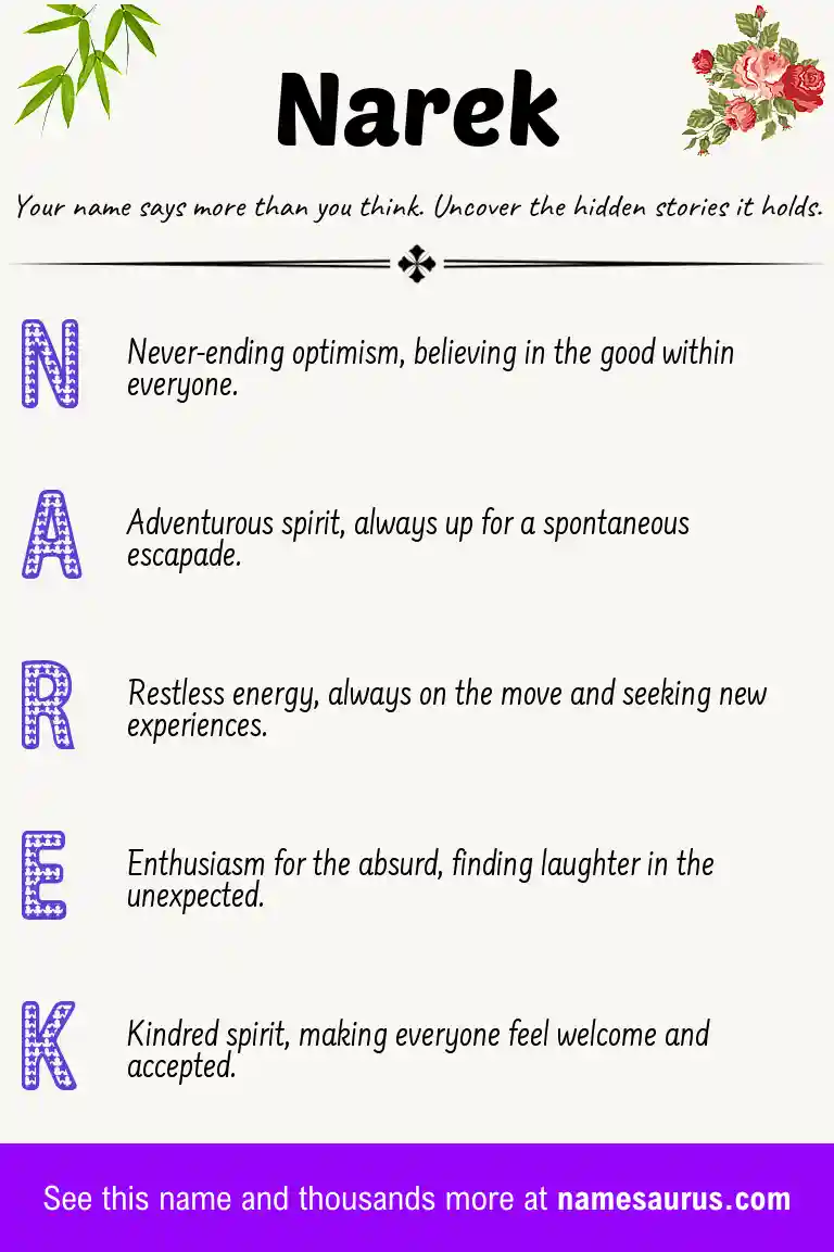 Acrostic poem about Narek.