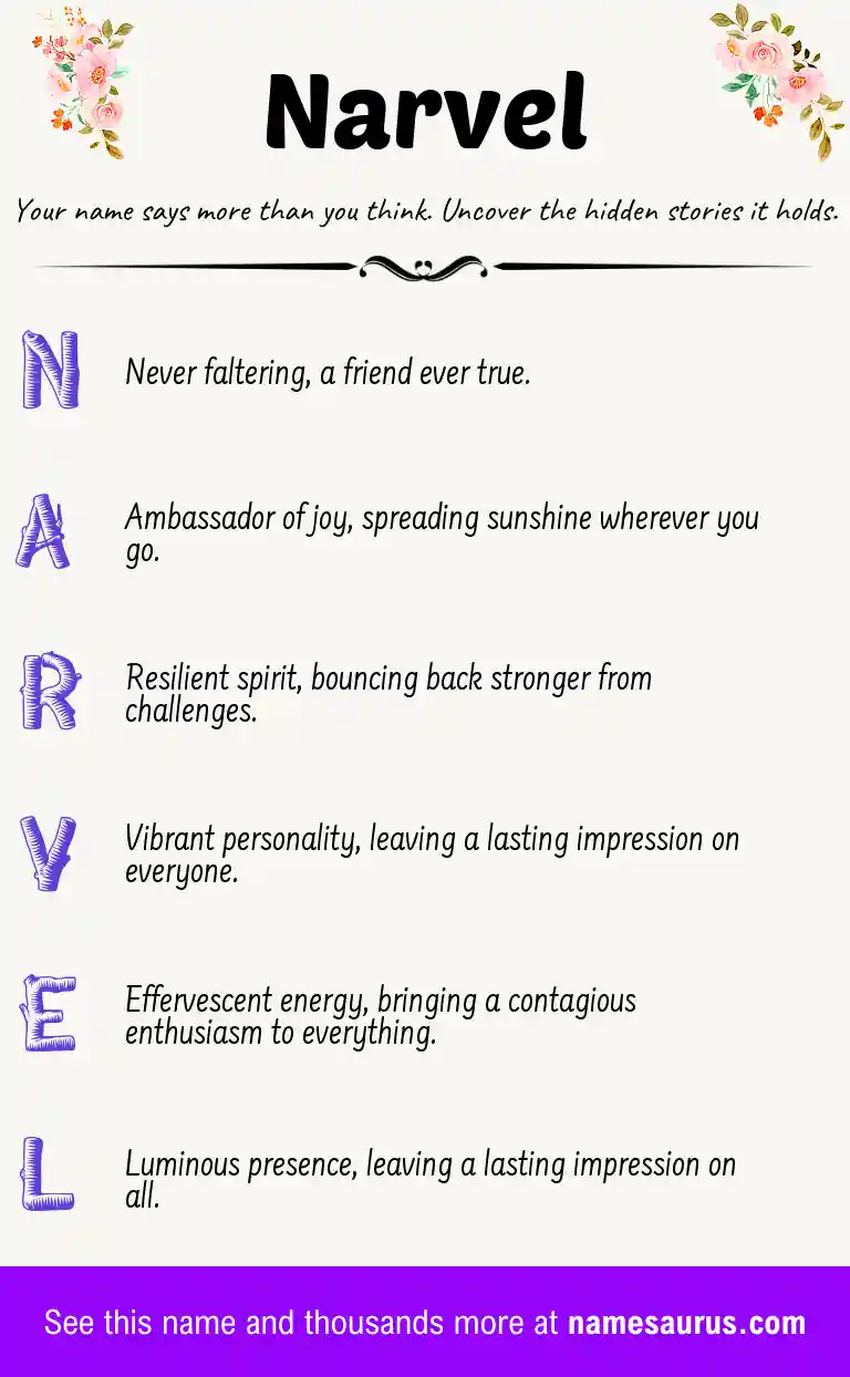 Acrostic poem about Narvel.