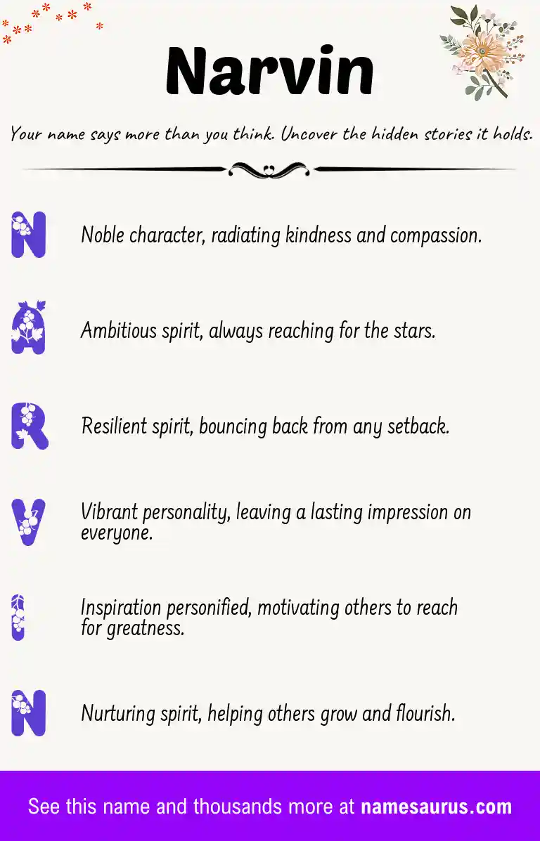 Acrostic poem about Narvin.