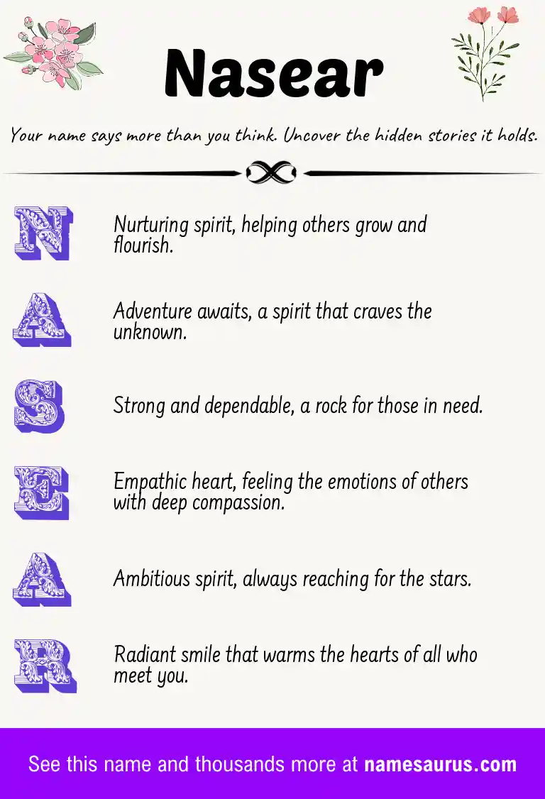 Acrostic poem about Nasear.