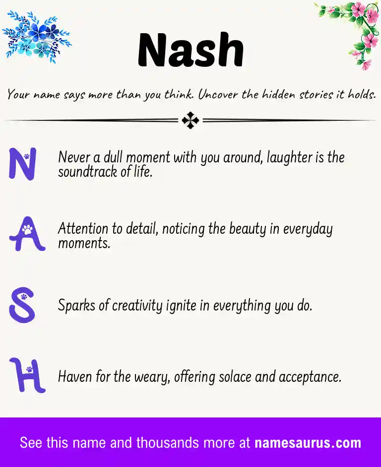 Acrostic poem about Nash.