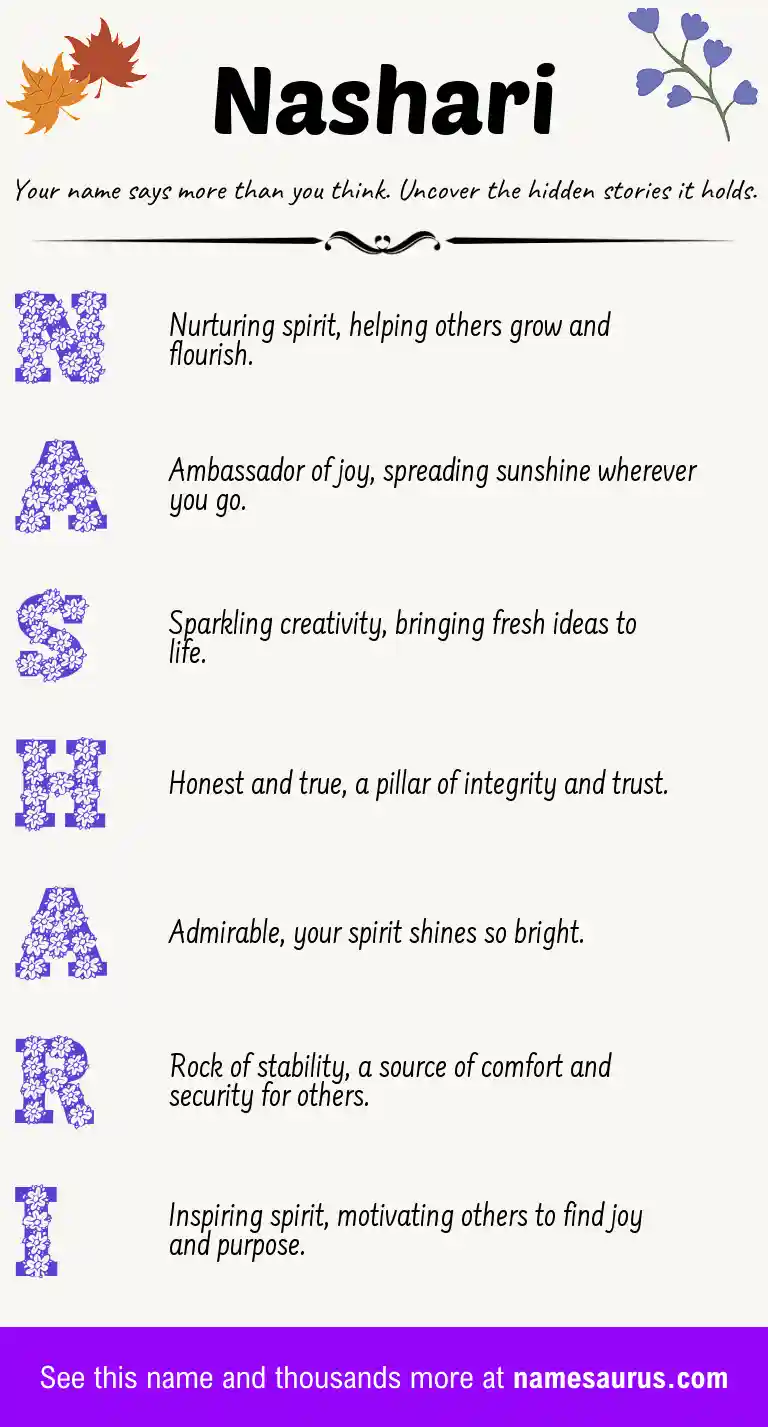 Acrostic poem about Nashari.