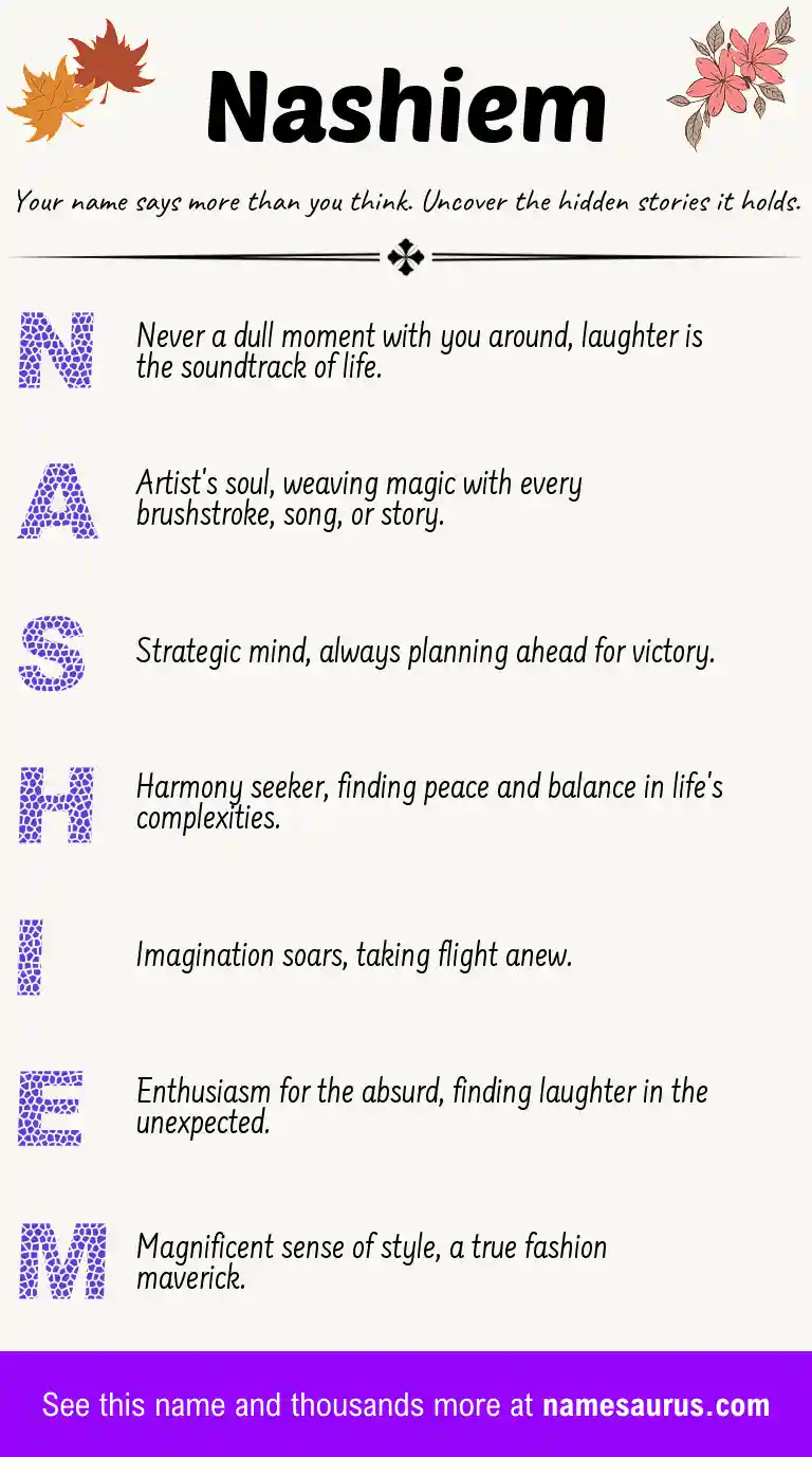Acrostic poem about Nashiem.