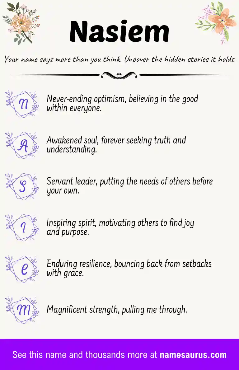 Acrostic poem about Nasiem.