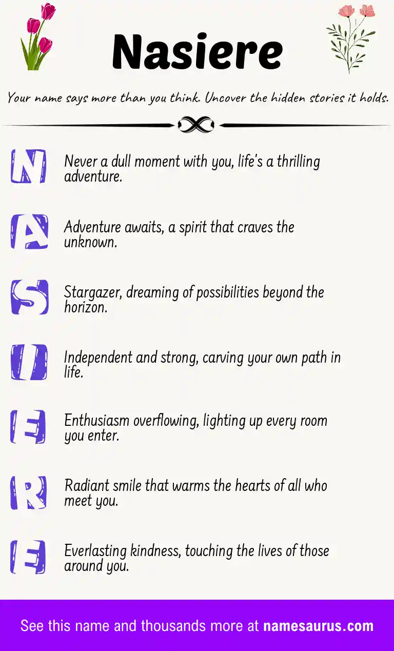 Acrostic poem about Nasiere.