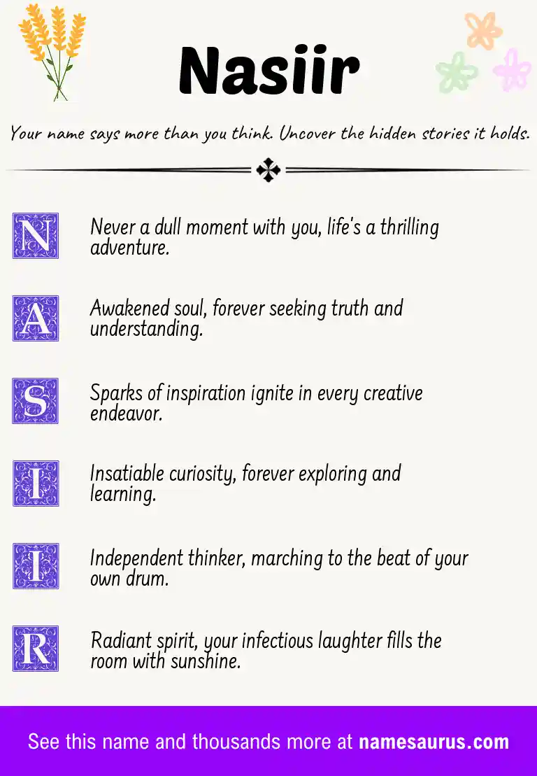 Acrostic poem about Nasiir.