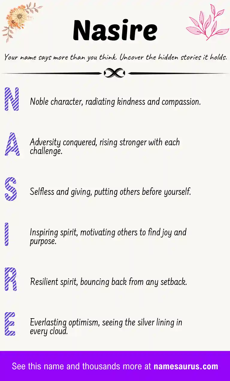 Acrostic poem about Nasire.