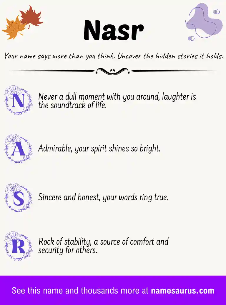 Acrostic poem about Nasr.