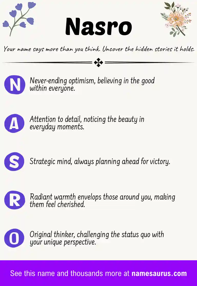 Acrostic poem about Nasro.