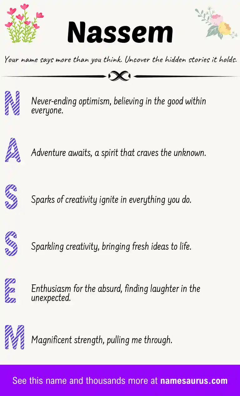 Acrostic poem about Nassem.