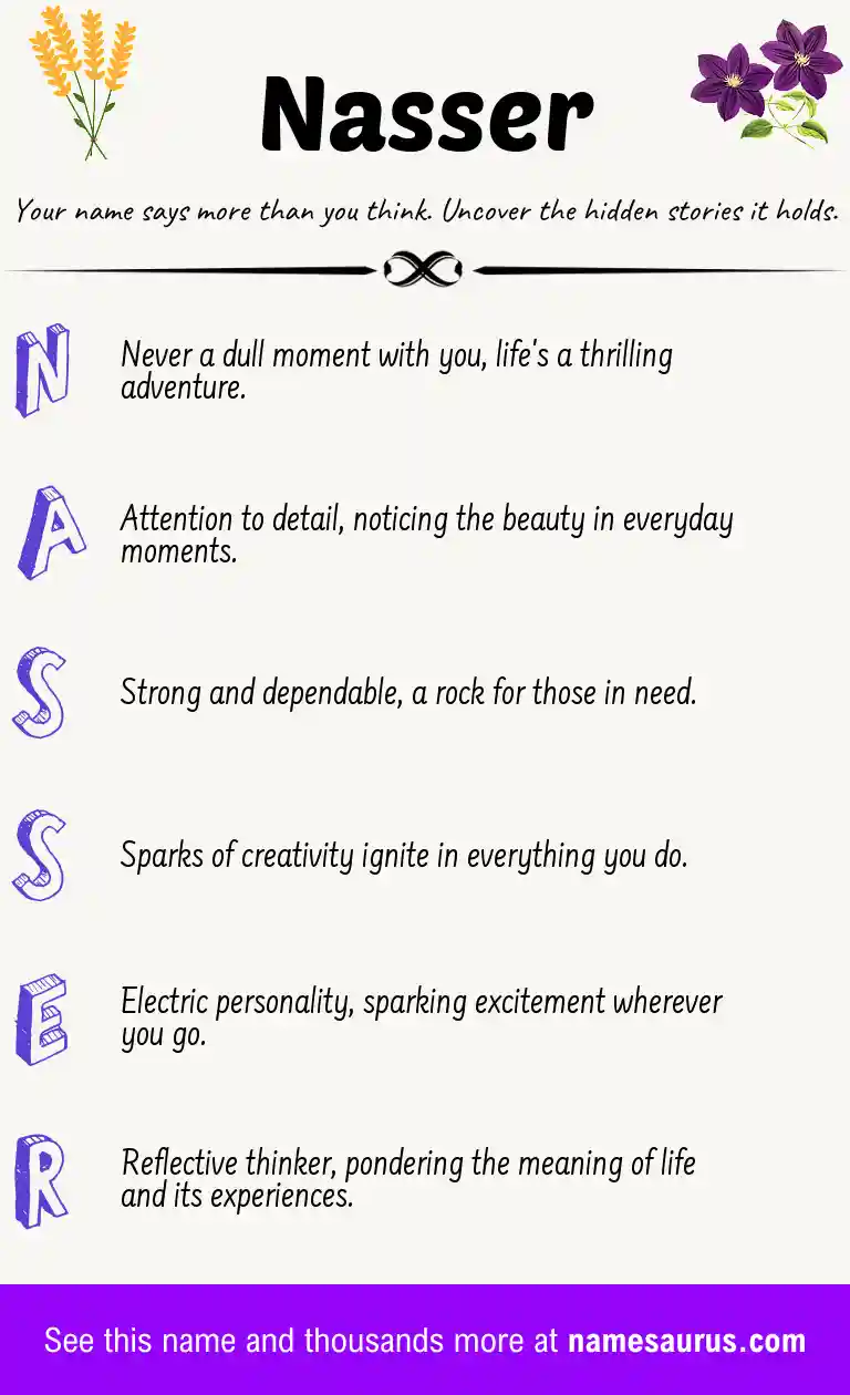 Acrostic poem about Nasser.