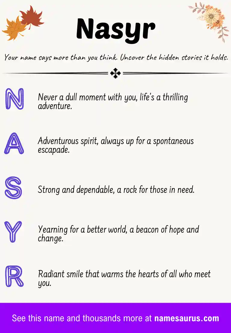 Acrostic poem about Nasyr.
