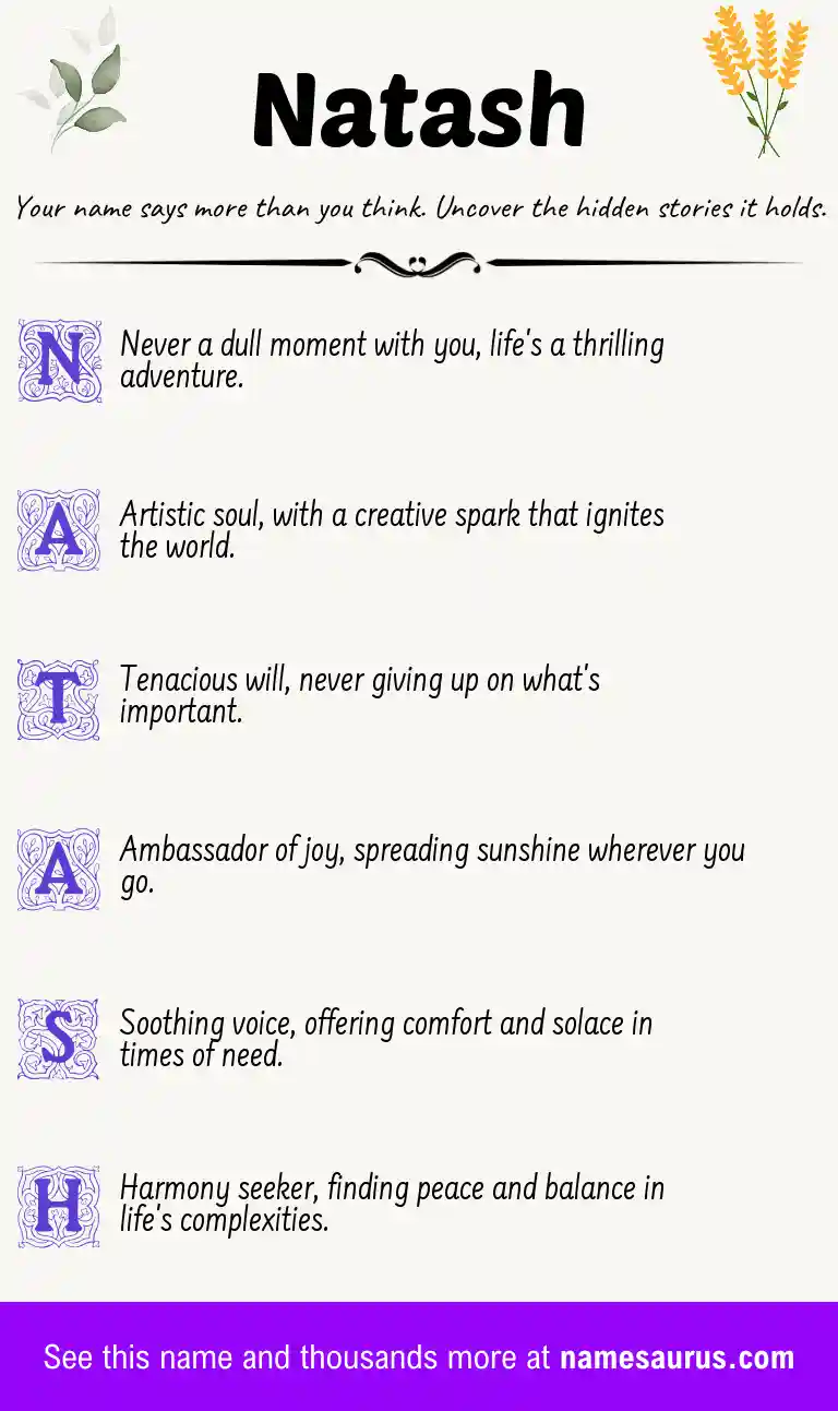 Acrostic poem about Natash.