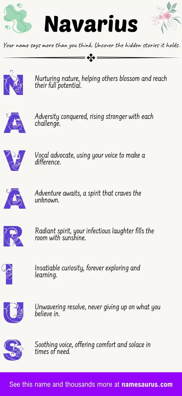 Acrostic poem about Navarius.