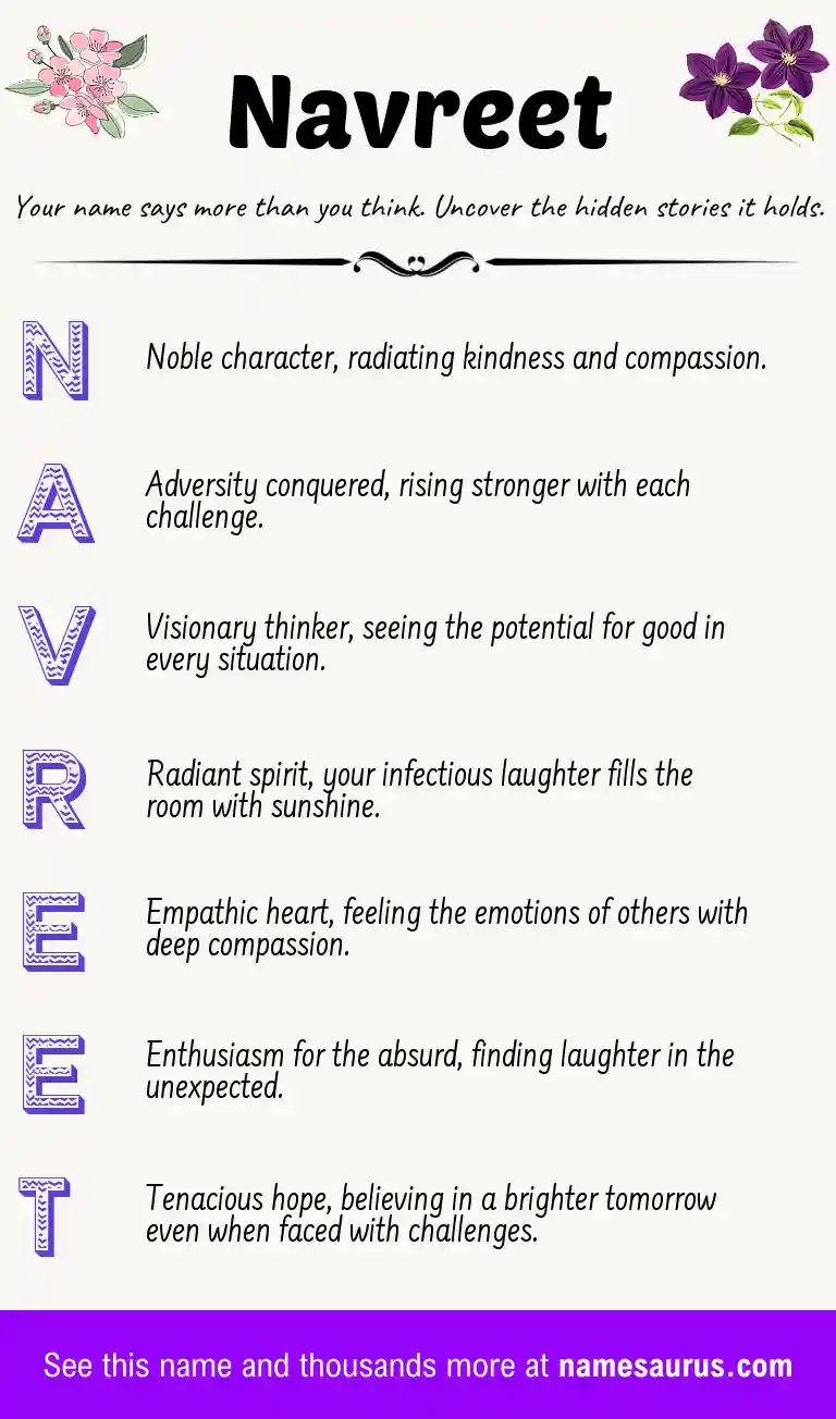 Acrostic poem about Navreet.