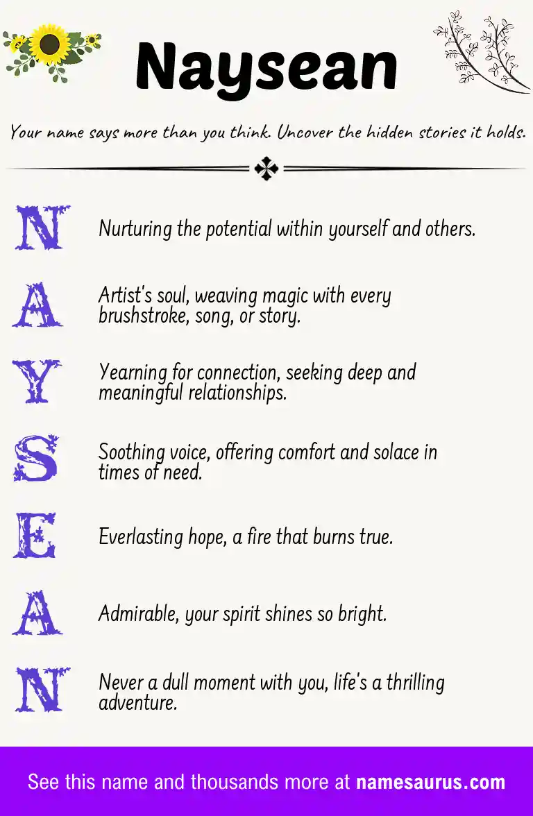 Acrostic poem about Naysean.
