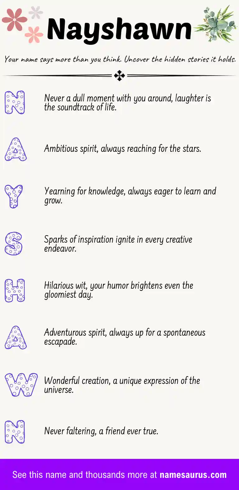 Acrostic poem about Nayshawn.