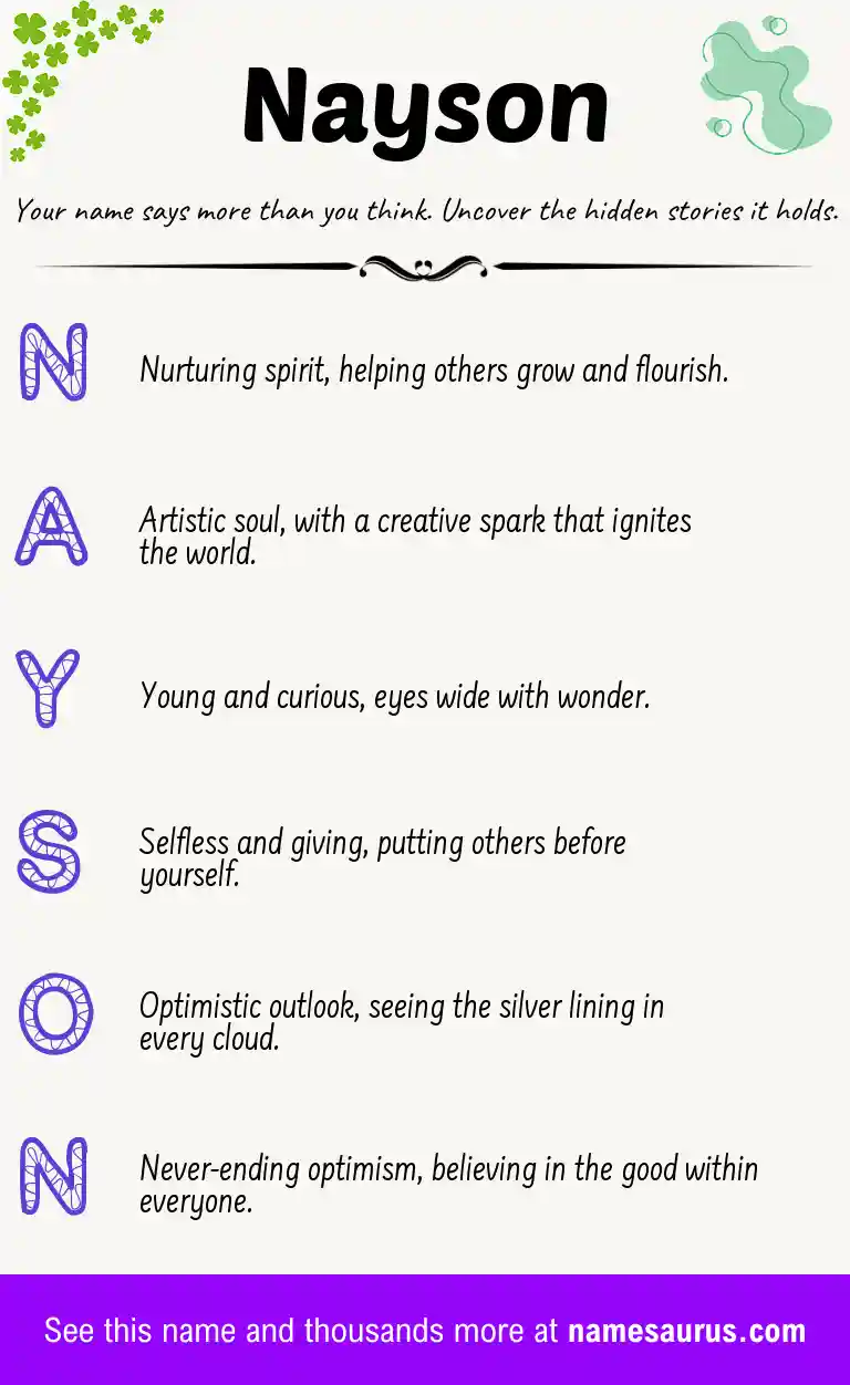 Acrostic poem about Nayson.