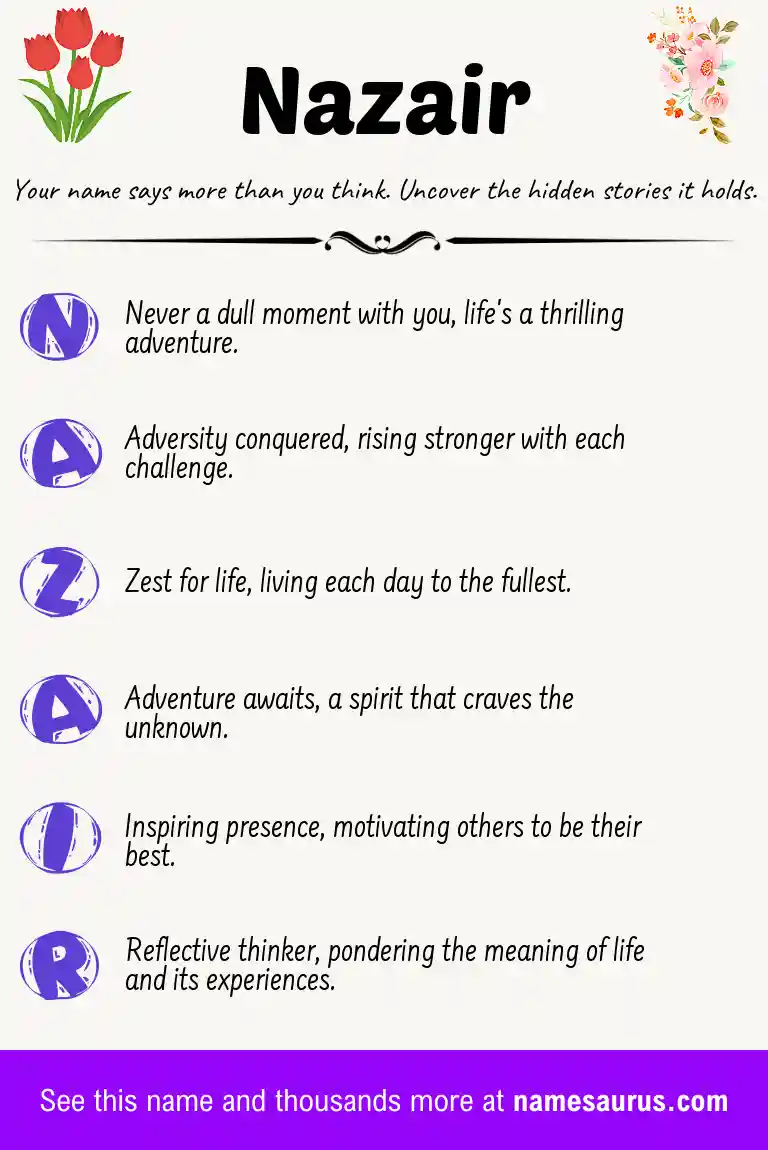 Acrostic poem about Nazair.