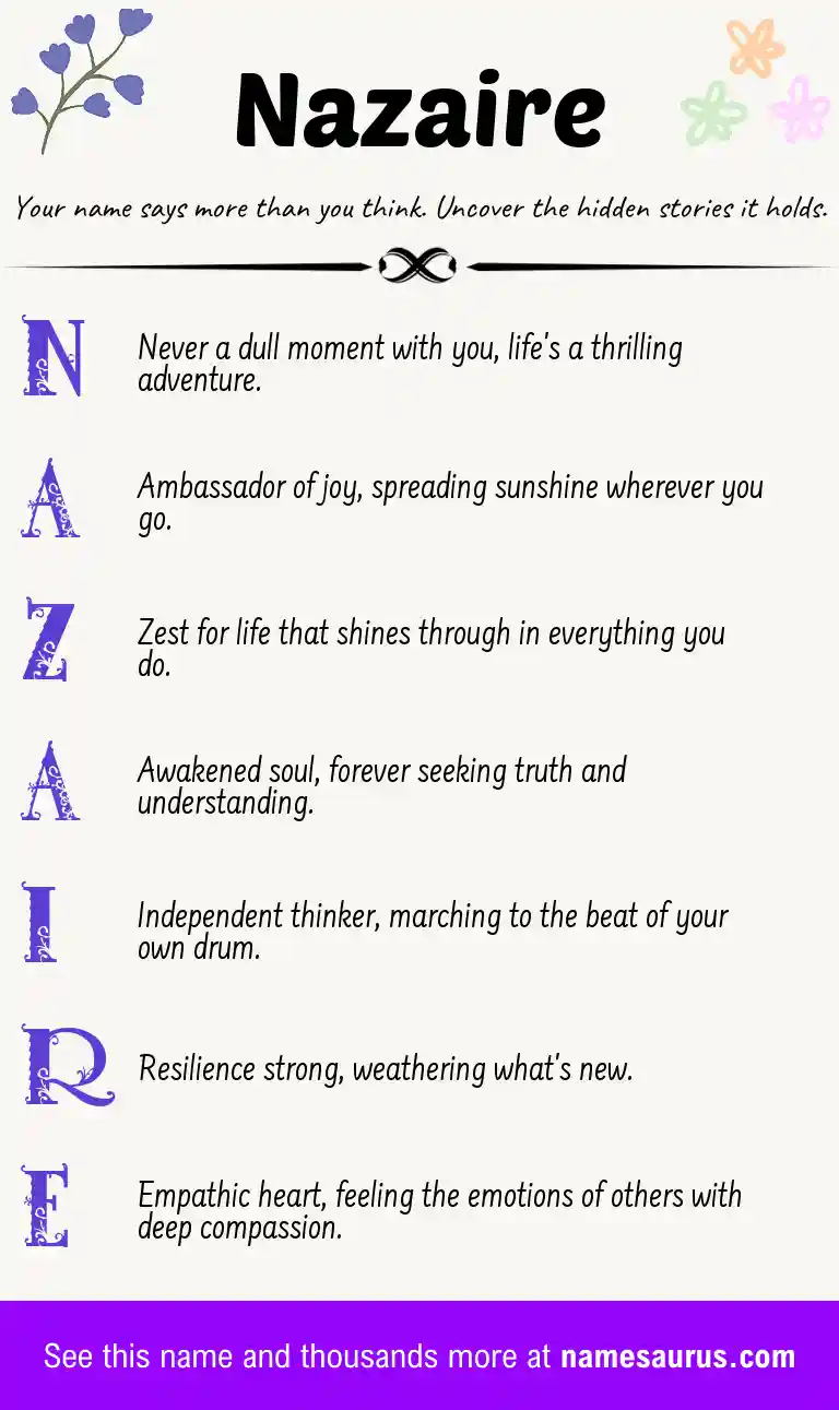 Acrostic poem about Nazaire.